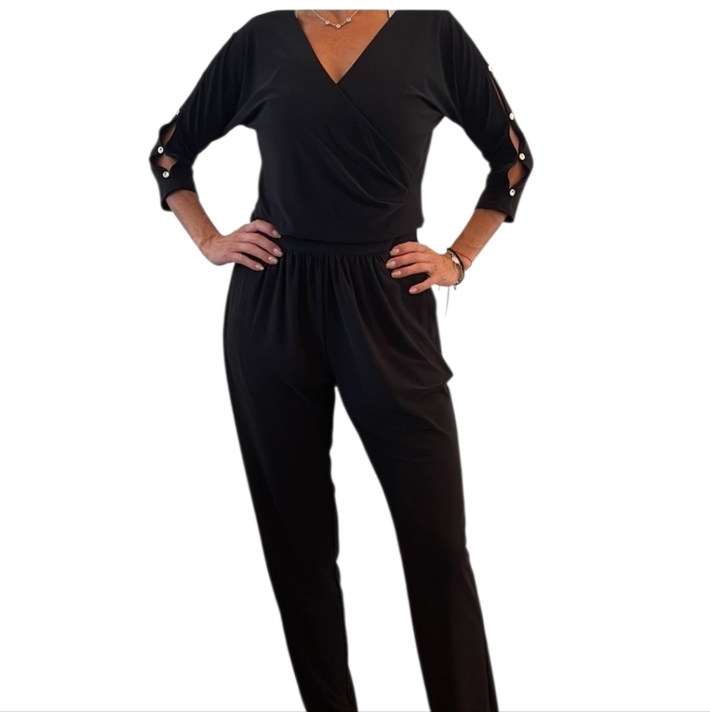 WHBM black faux wrap jumpsuit - 6.         N21